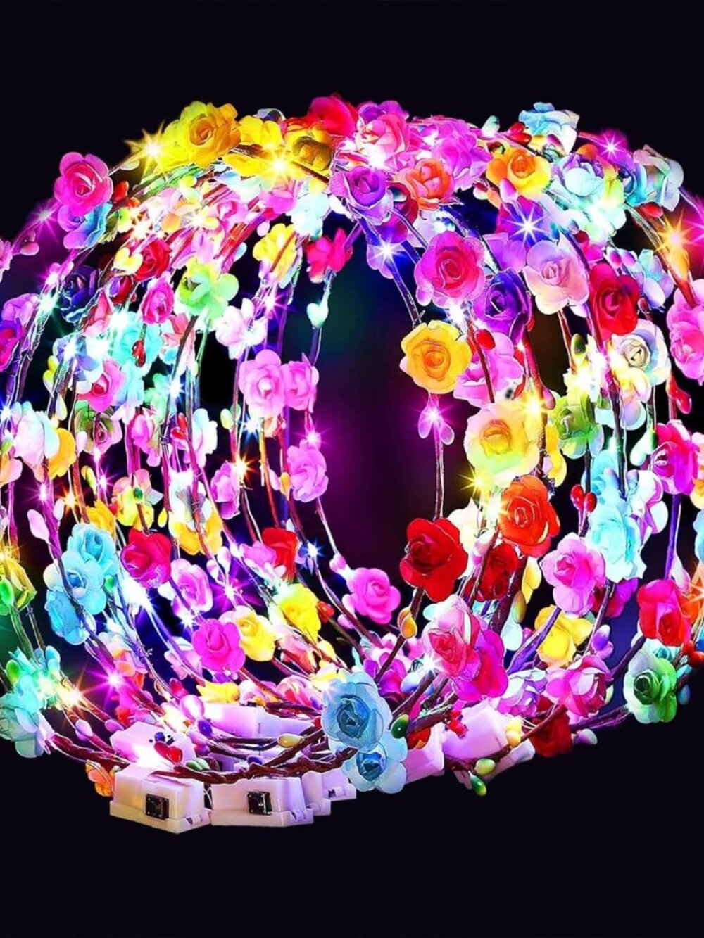54 PCS LED Flower Crown Headbands, Light Up Flower Crowns For Women, Glow in the